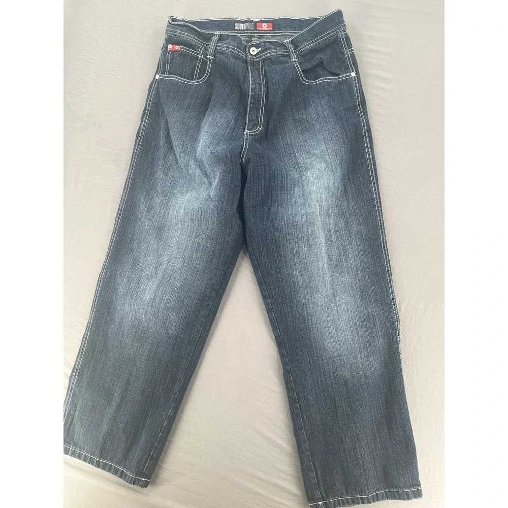 Southpole Jeans Mens 36x30 Black Dark Wash Baggy RN82628 Y2K Vintage